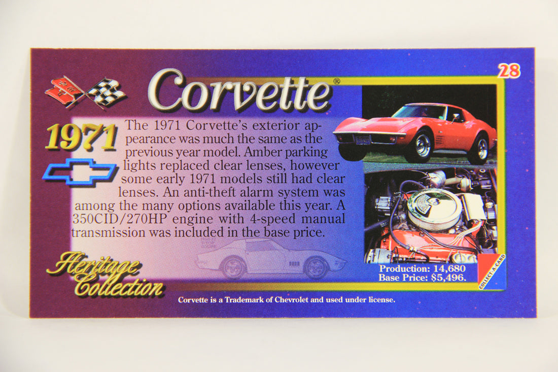 Corvette Heritage Collection 1996 Trading Card #28 - 1971 Coupe L008846