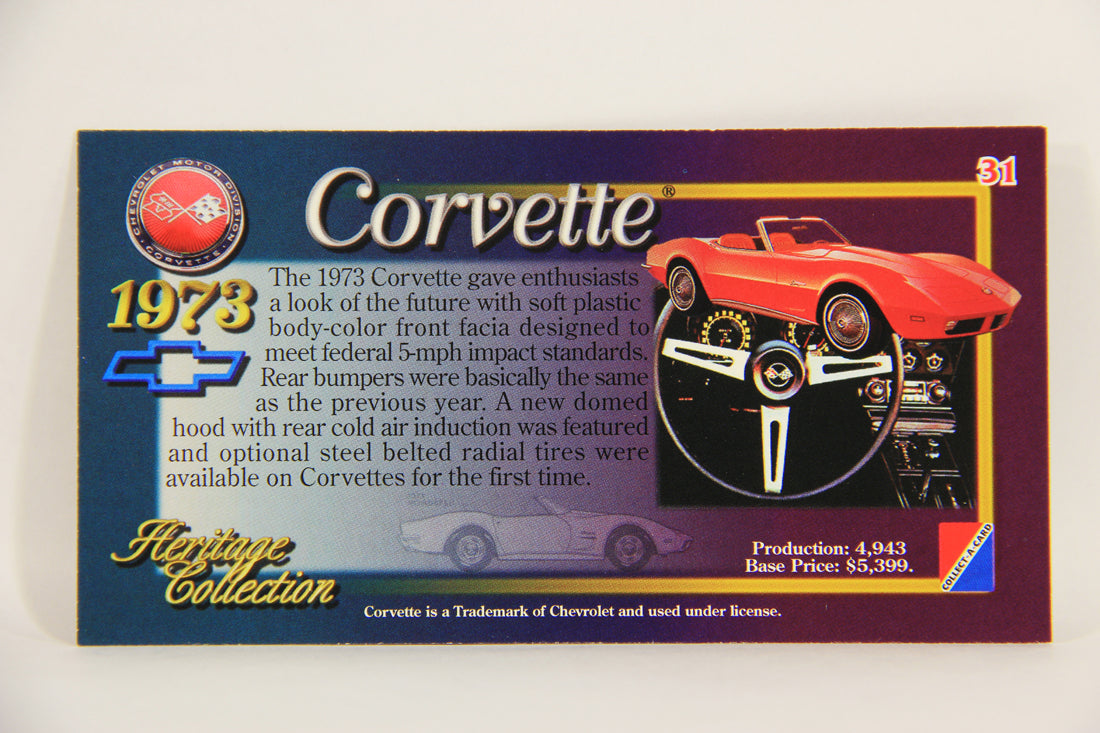 Corvette Heritage Collection 1996 Trading Card #31 - 1973 Convertible L008849