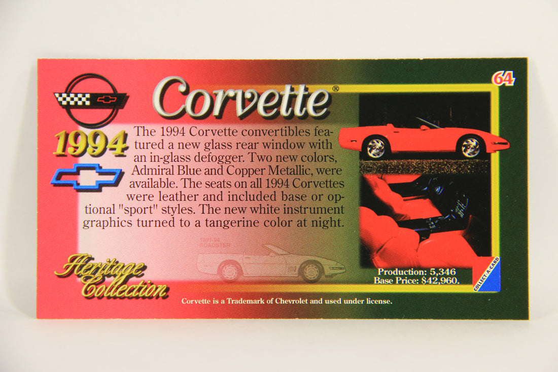 Corvette Heritage Collection 1996 Trading Card #64 - 1994 Convertible L008882