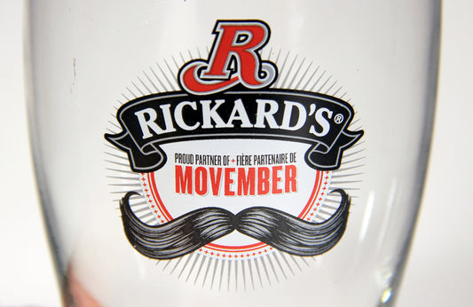 Rickard's Beer Pint Glass Special Movember Edition Canada FR-ENG L008914