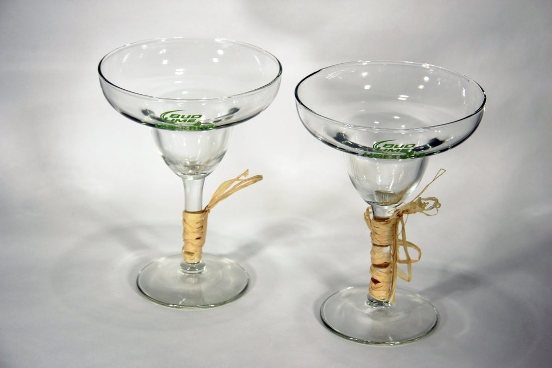 Bud Lime Beer Set Of 2 Lime-A-Rita Margarita Glasses Type USA L009532