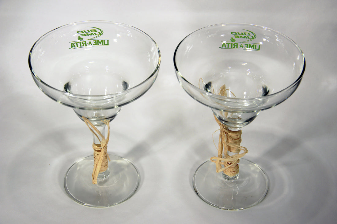 Bud Lime Beer Set Of 2 Lime-A-Rita Margarita Glasses Type USA L009532