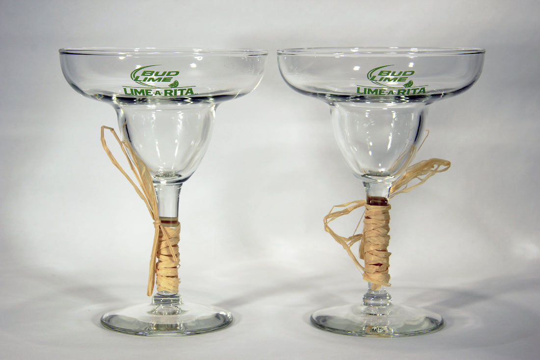 Bud Lime Beer Set Of 2 Lime-A-Rita Margarita Glasses Type USA L009532