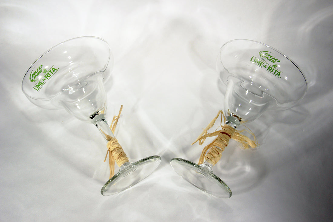 Bud Lime Beer Set Of 2 Lime-A-Rita Margarita Glasses Type USA L009532