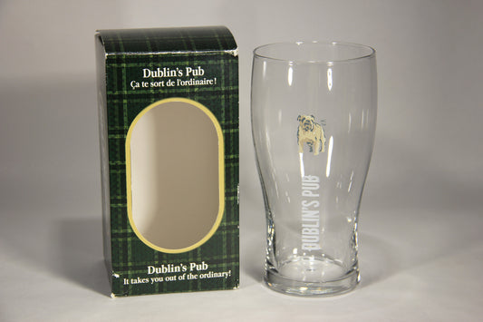 Dublin's Pub Apple Cider Glass Boxed Canada - Quebec Bulldog Logo L009585