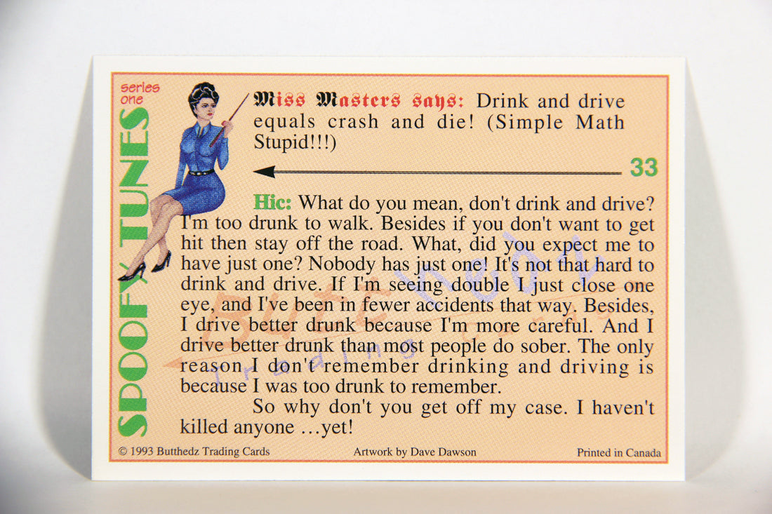 Spoofy Tunes 1993 Trading Card #33 If You Drink Don't Drive L009905