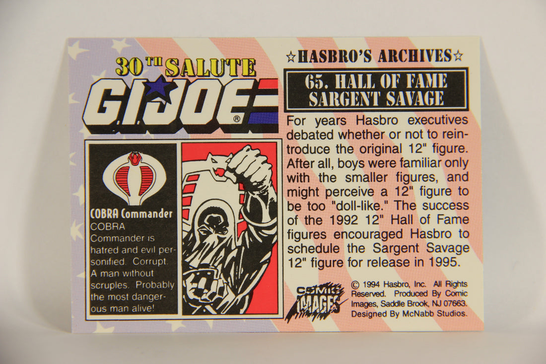 GI Joe 30th Salute 1994 Trading Card NO TOY #65 Hall Of Fame Sargent Savage ENG L010564