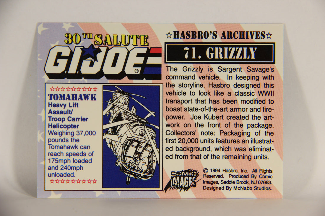 GI Joe 30th Salute 1994 Trading Card NO TOY #71 Grizzly ENG L010567