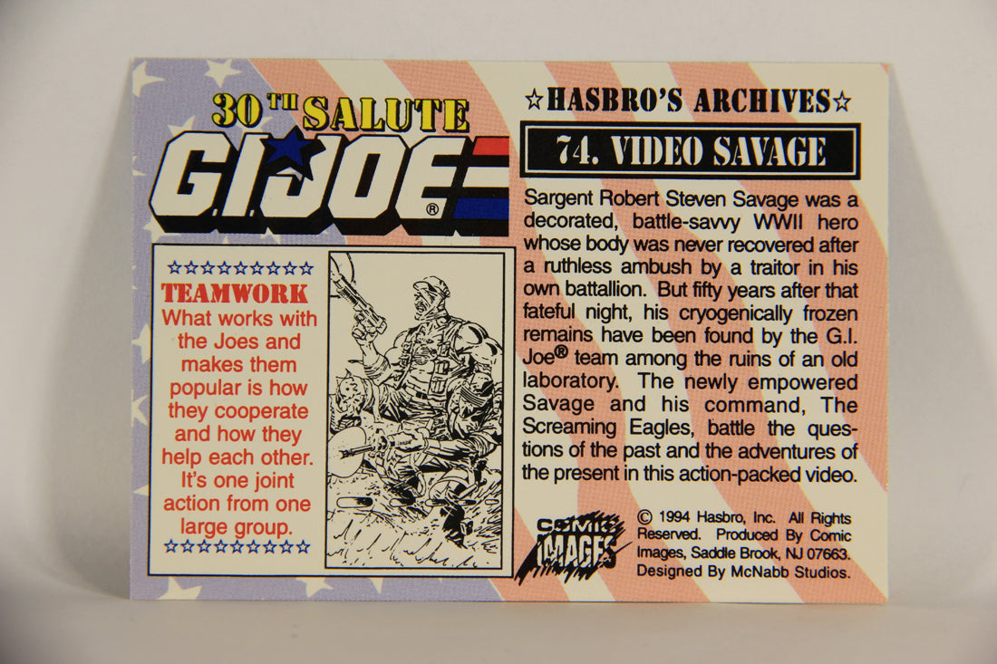 GI Joe 30th Salute 1994 Trading Card NO TOY #74 Video Savage ENG L010570