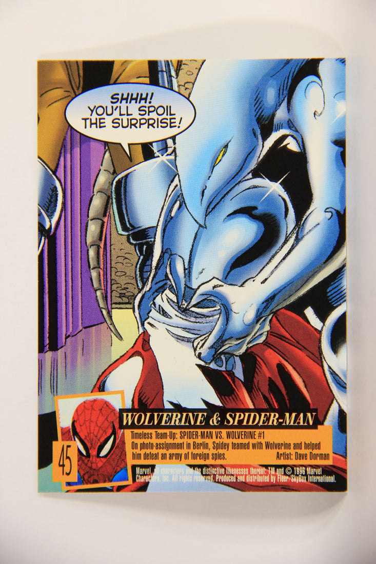 X-Men Fleer Ultra Wolverine 1996 Trading Card #45 Wolverine & Spider-Man L010707