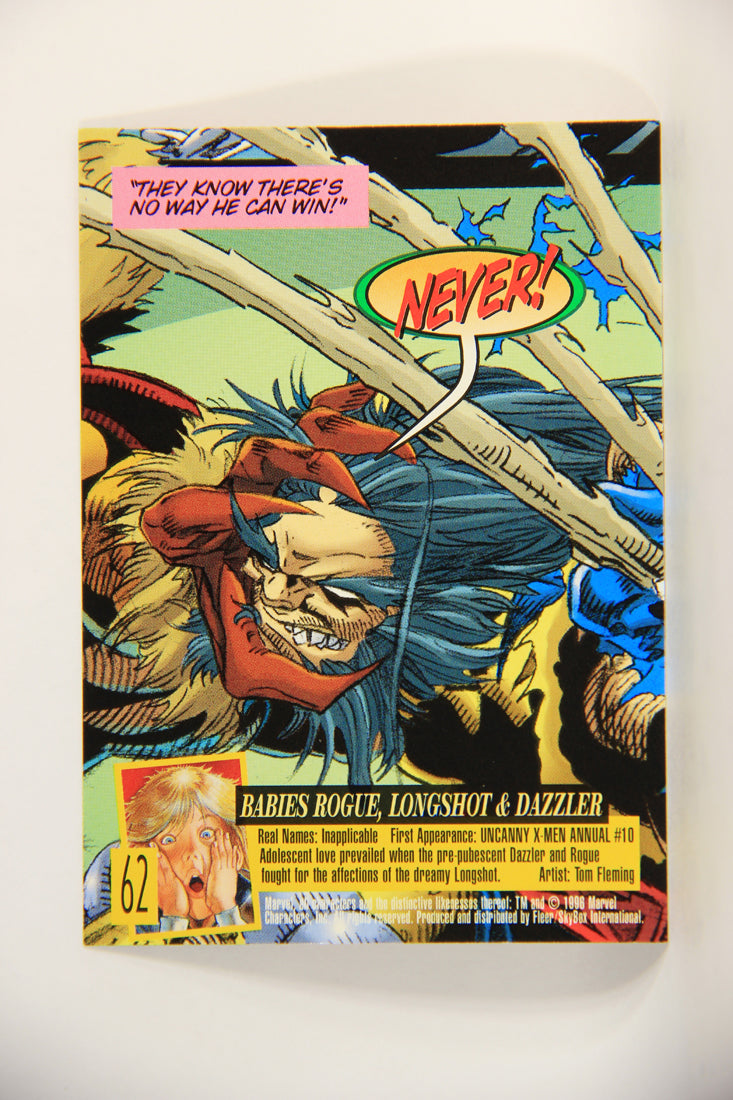 X-Men Fleer Ultra Wolverine 1996 Trading Card #62 Babies Rogue Longshot & Dazzler L010724