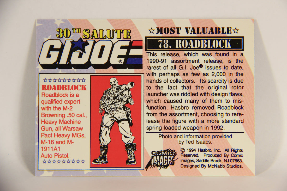 GI Joe 30th Salute 1994 Trading Card NO TOY #78 Roadblock ENG L010986