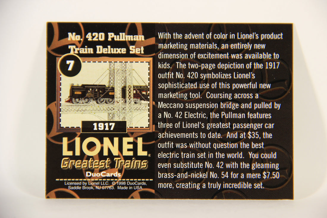 Lionel Greatest Trains 1998 Card #7 - 1917 No. 420 Pullman Train Deluxe Set ENG L011235