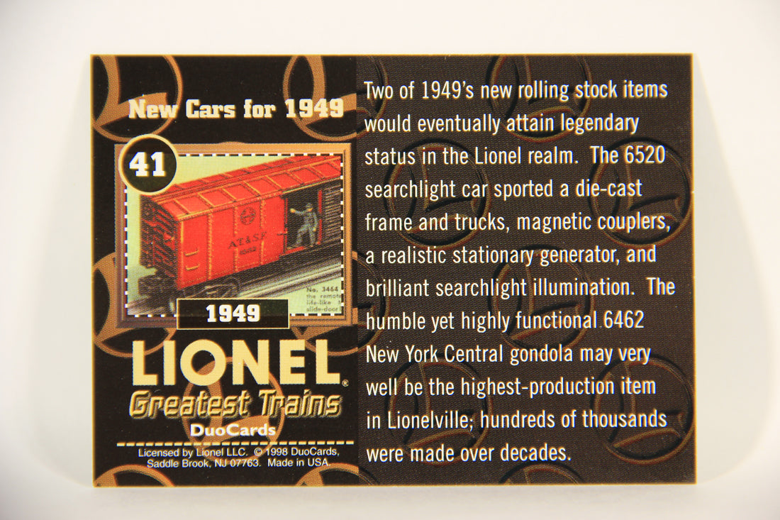 Lionel Greatest Trains 1998 Trading Card #41 - 1949 New Cars For 1949 ENG L011269