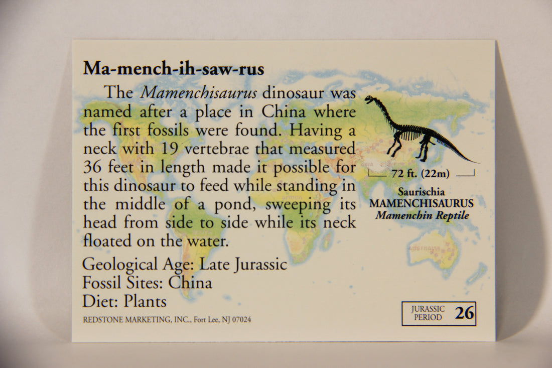 Dinosaurs The Mesozoic Era 1993 Vintage Trading Card #26 Mamenchisaurus ENG L011319