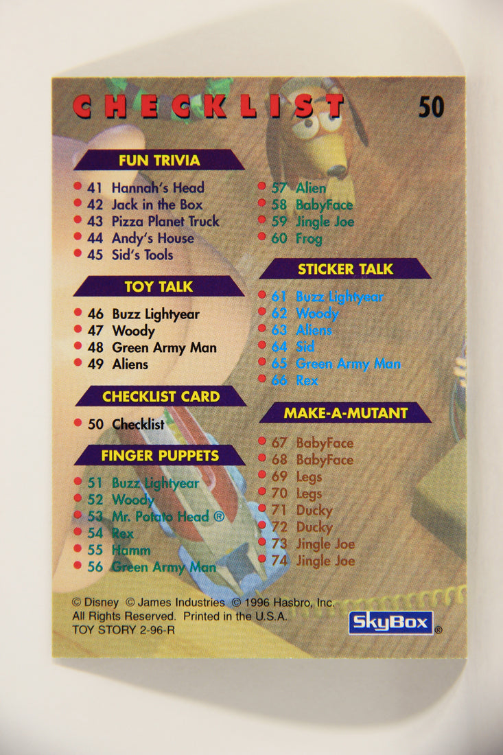 Toy Story 1996 Series 2 Trading Card #50 Checklist ENG L011590