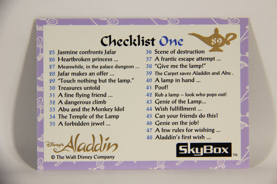 Aladdin 1993 Trading Card #89 Checklist One ENG SkyBox L011703