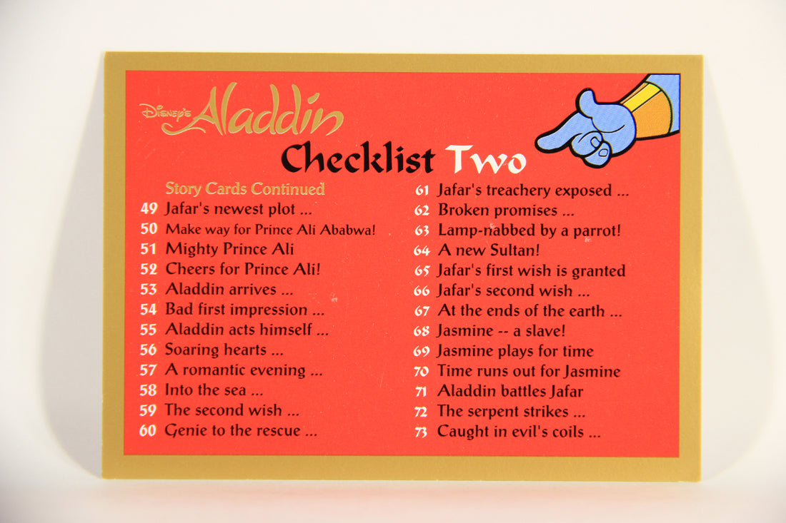 Aladdin 1993 Trading Card #90 Checklist Two ENG SkyBox L011704