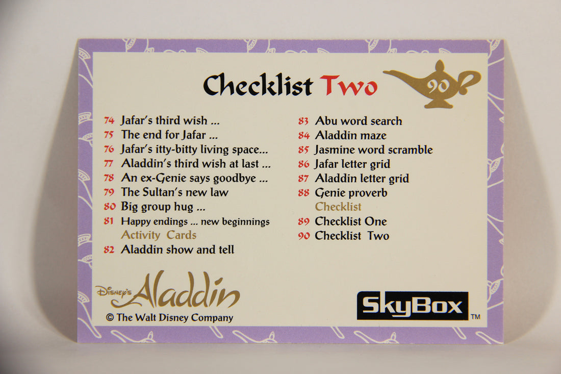 Aladdin 1993 Trading Card #90 Checklist Two ENG SkyBox L011704