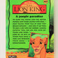 The Lion King 1994 Trading Card #40 A Jungle Paradise ENG L011745