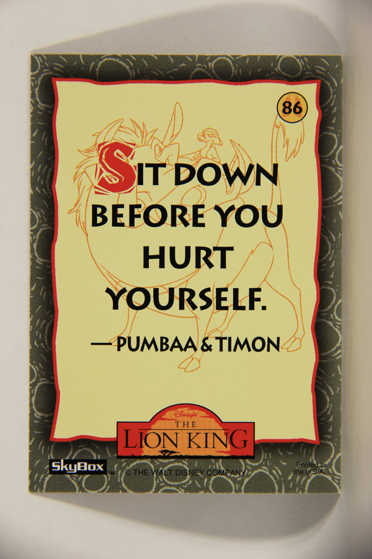 The Lion King 1994 Trading Card #86 Sit Down Before You Hurt Yourself ENG L011791