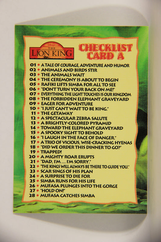 The Lion King 1994 Trading Card #89 Checklist A ENG L011794