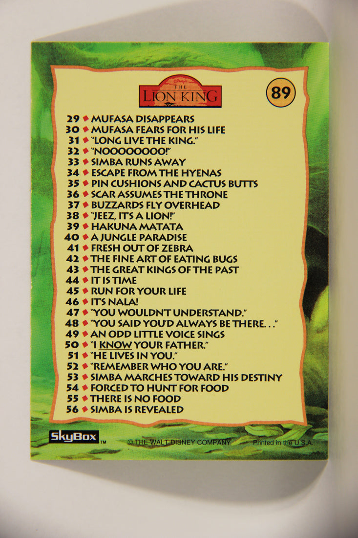 The Lion King 1994 Trading Card #89 Checklist A ENG L011794