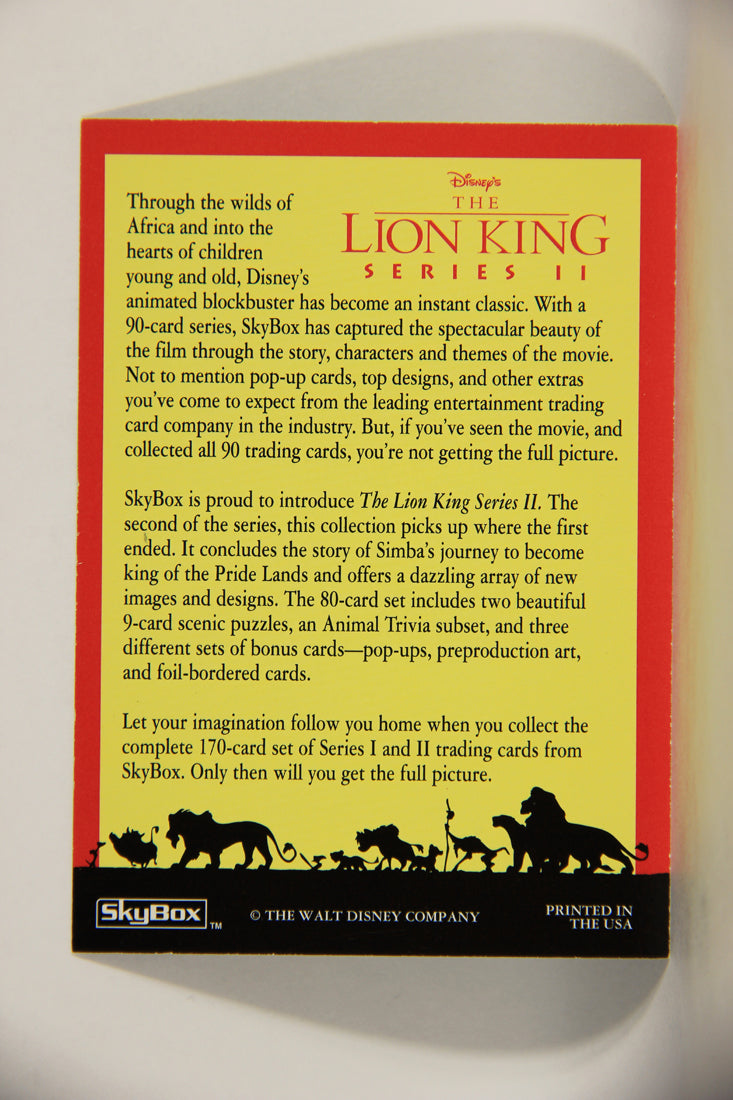 The Lion King 1994 Trading Card Unnumbered Title Card Series II ENG Artwork L011796