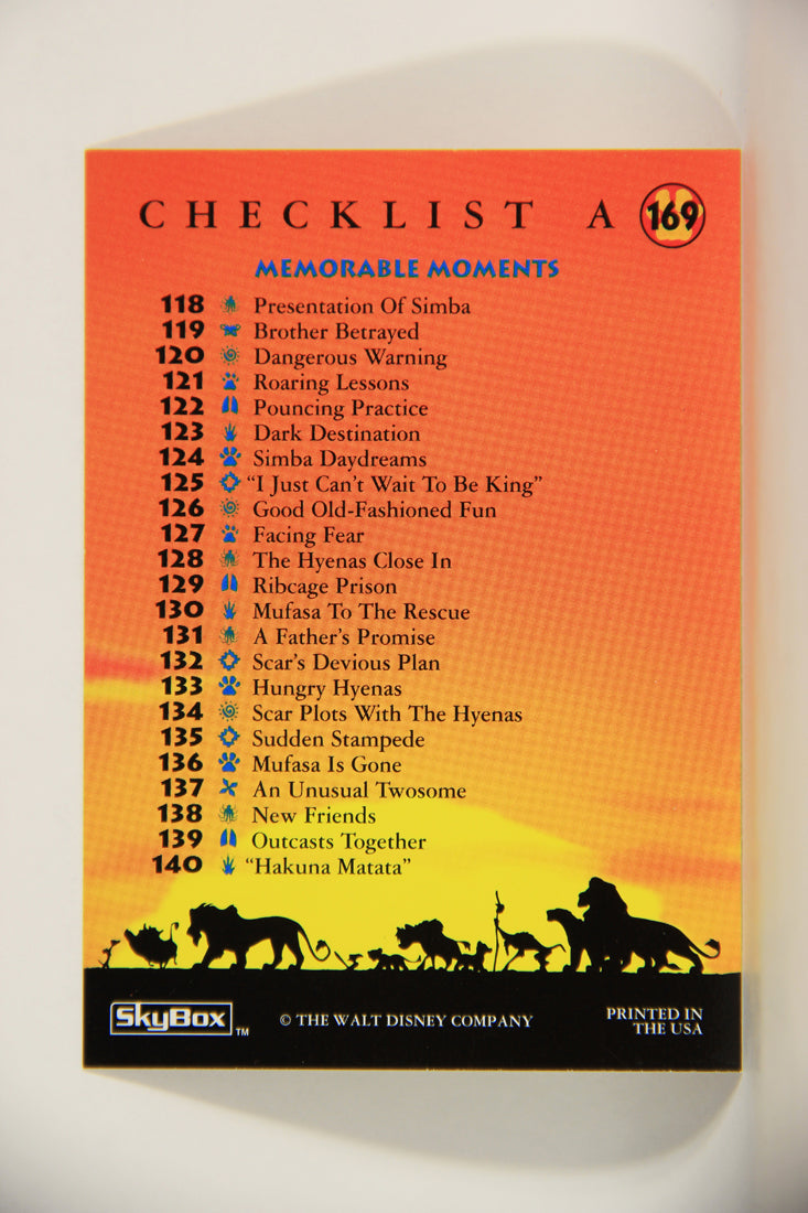 The Lion King 1994 Trading Card #169 Checklist A ENG L011863