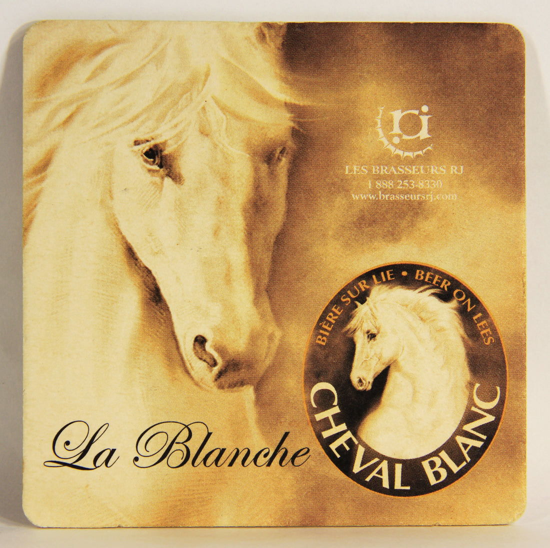 Cheval Blanc La Blanche Beer Coaster Canada Québec FR-ENG Horse Logo L012473