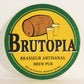 Brutopia Beer Coaster Brew Pub Canada Montreal Québec FR-ENG Barrel Logo L012476