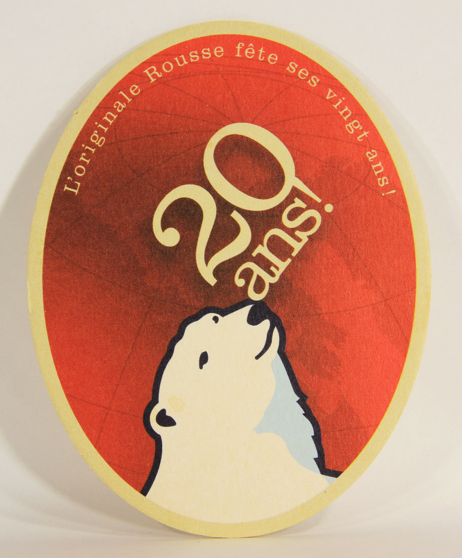 Boréal Rousse Beer Coaster 20 Ans Canada Québec FR Polar Bear Logo L012487