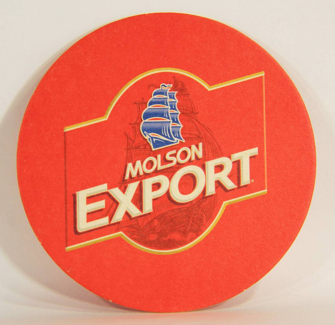 Molson Export Beer Coaster Canada Montreal Quebec Galleon Ship Logo L012495