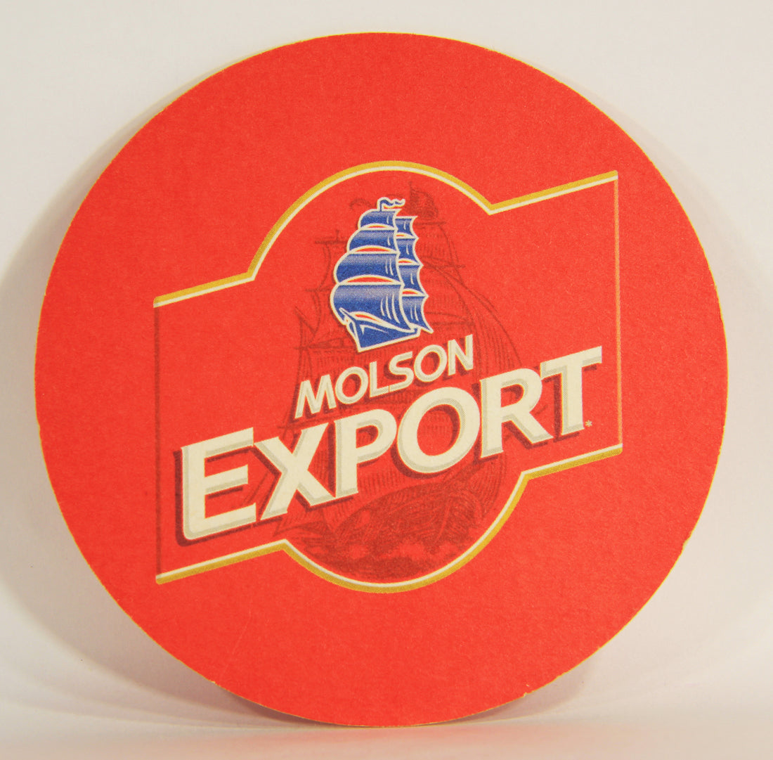 Molson Export Beer Coaster Canada Montreal Quebec Galleon Ship Logo L012495