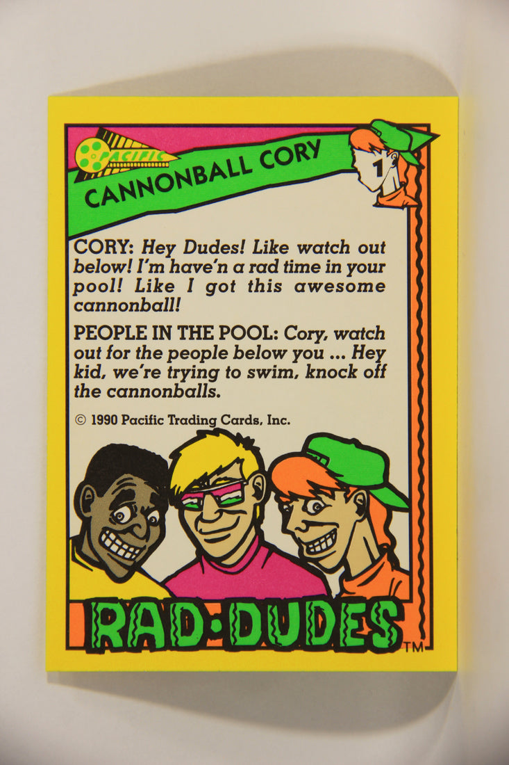 Rad-Dudes 1990 Trading Card #1 Cannonball Cory L012737