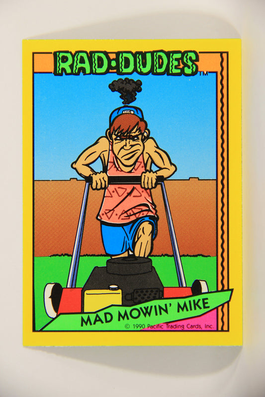 Rad-Dudes 1990 Puzzle Trading Card # ( 64 ) Mad Mowin' Mike L012809