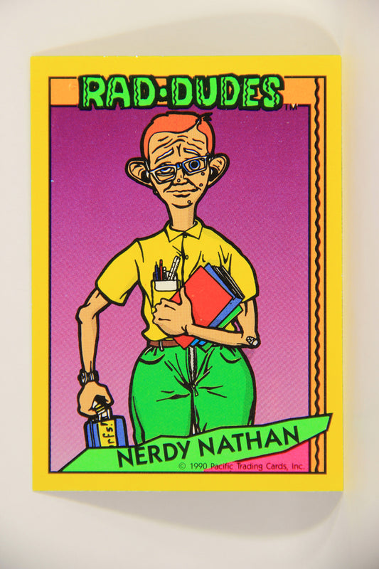 Rad-Dudes 1990 Puzzle Trading Card # ( 59 ) Nerdy Nathan L012813