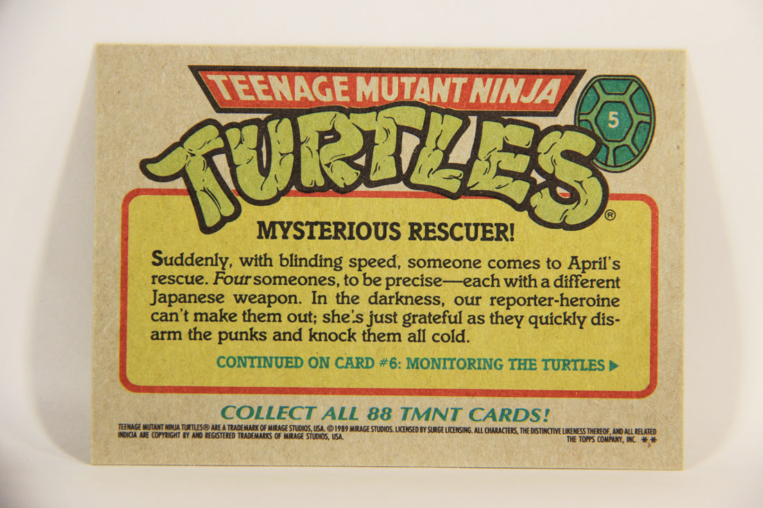 Teenage Mutant Ninja Turtles 1989 Trading Card #5 Mysterious Rescuer ENG L012846