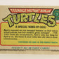 Teenage Mutant Ninja Turtles 1989 Trading Card #7 A Special Wake-Up Call ENG L012848