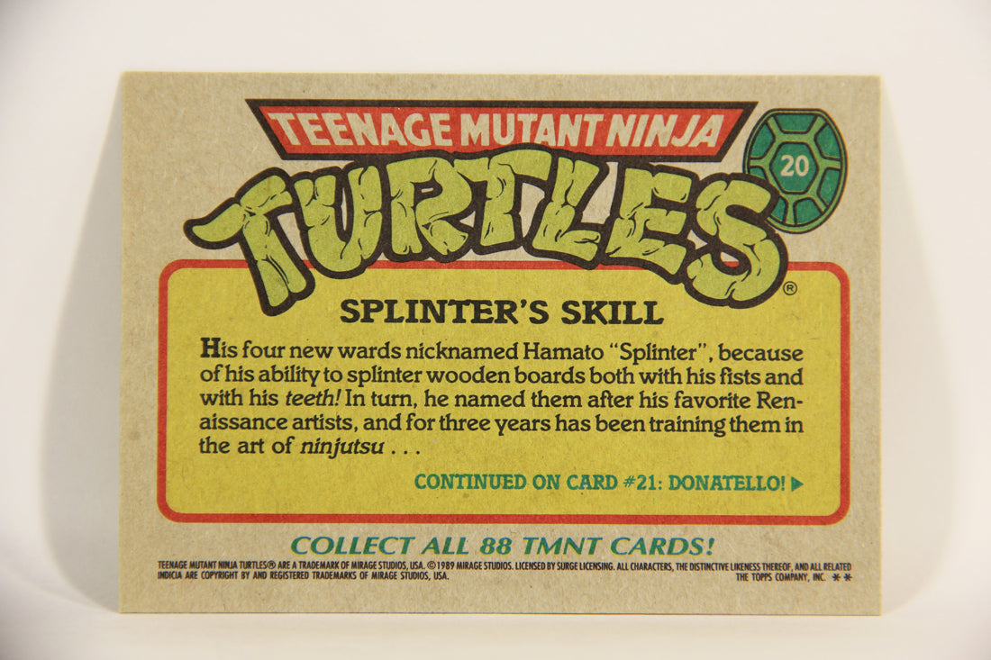 Teenage Mutant Ninja Turtles 1989 Trading Card #20 Splinter's Skill ENG L012861