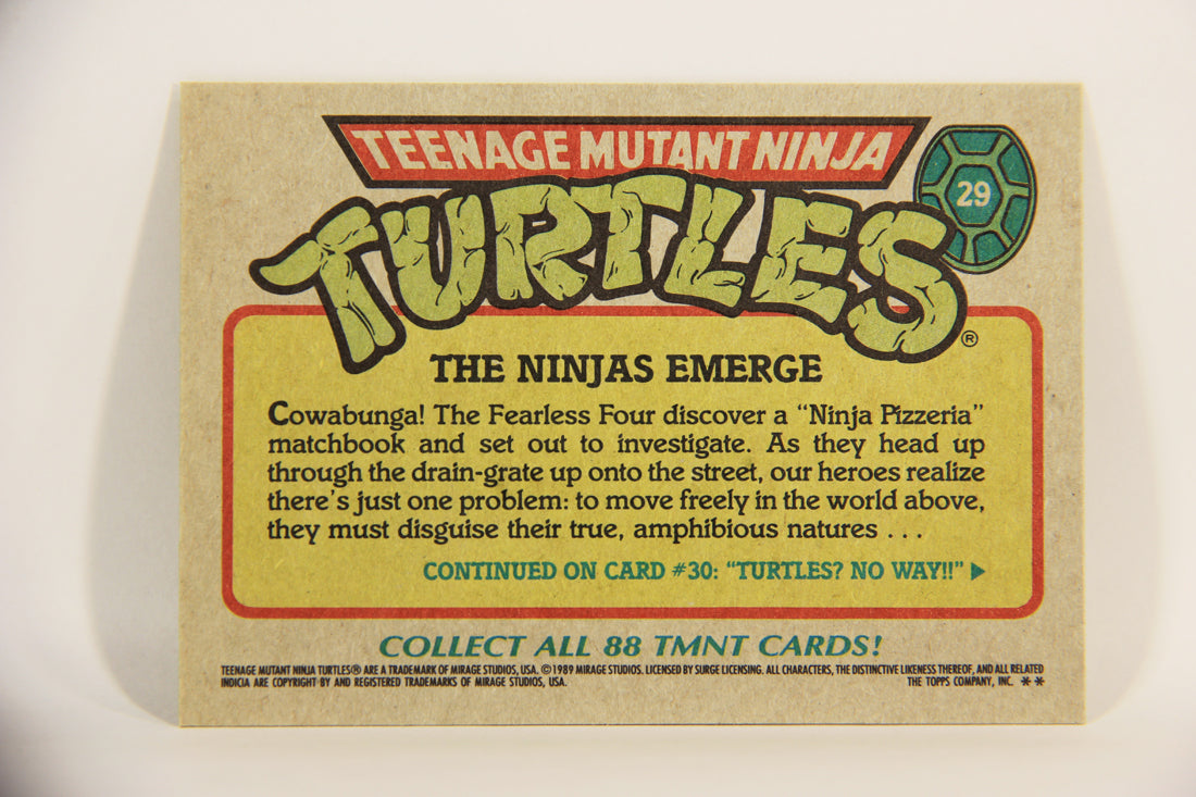 Teenage Mutant Ninja Turtles 1989 Trading Card #29 The Ninjas Emerge ENG L012870
