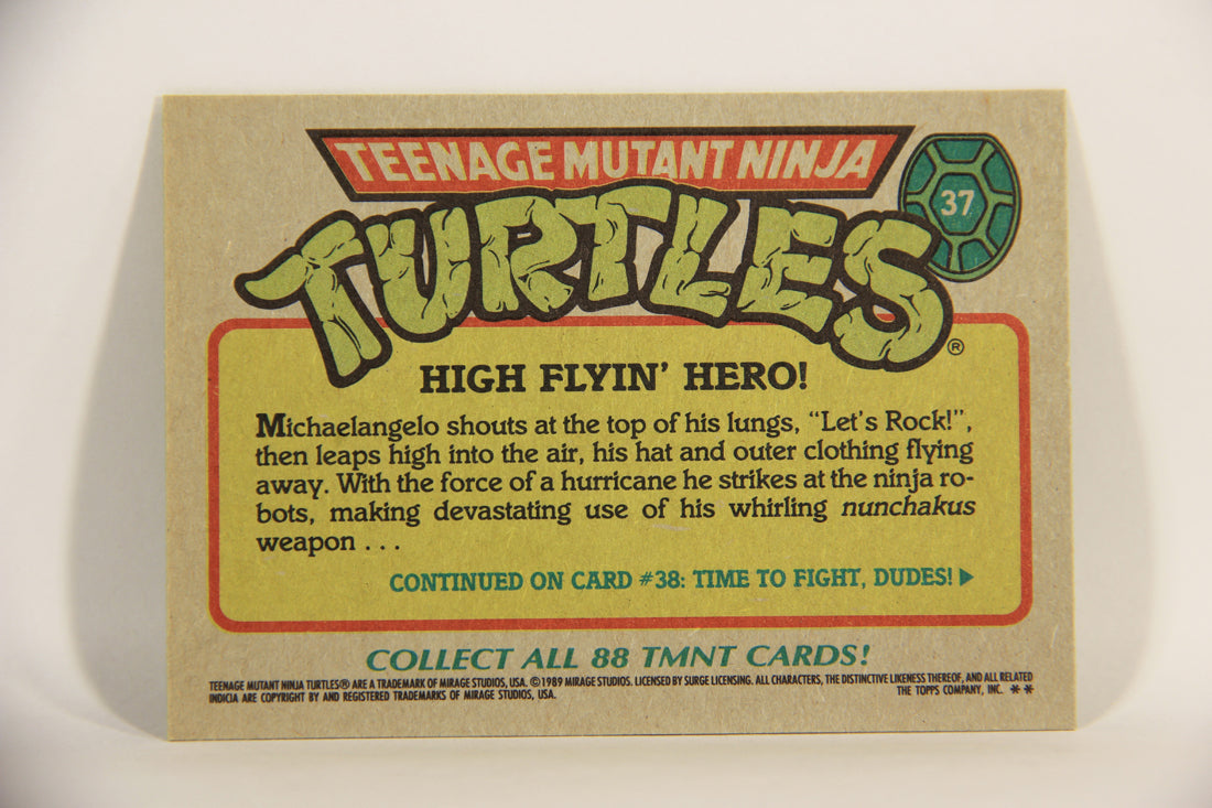 Teenage Mutant Ninja Turtles 1989 Trading Card #37 High Flyin' Hero ENG L012878