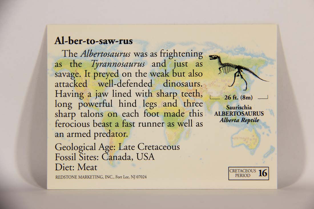 Dinosaurs The Mesozoic Era 1993 Vintage Trading Card #16 Albertosaurus ENG L013422