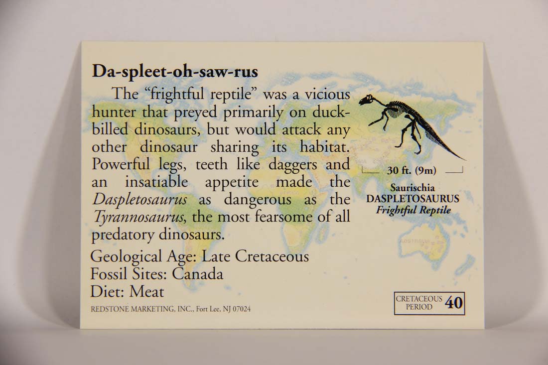 Dinosaurs The Mesozoic Era 1993 Vintage Trading Card #40 Daspletosaurus ENG L013424