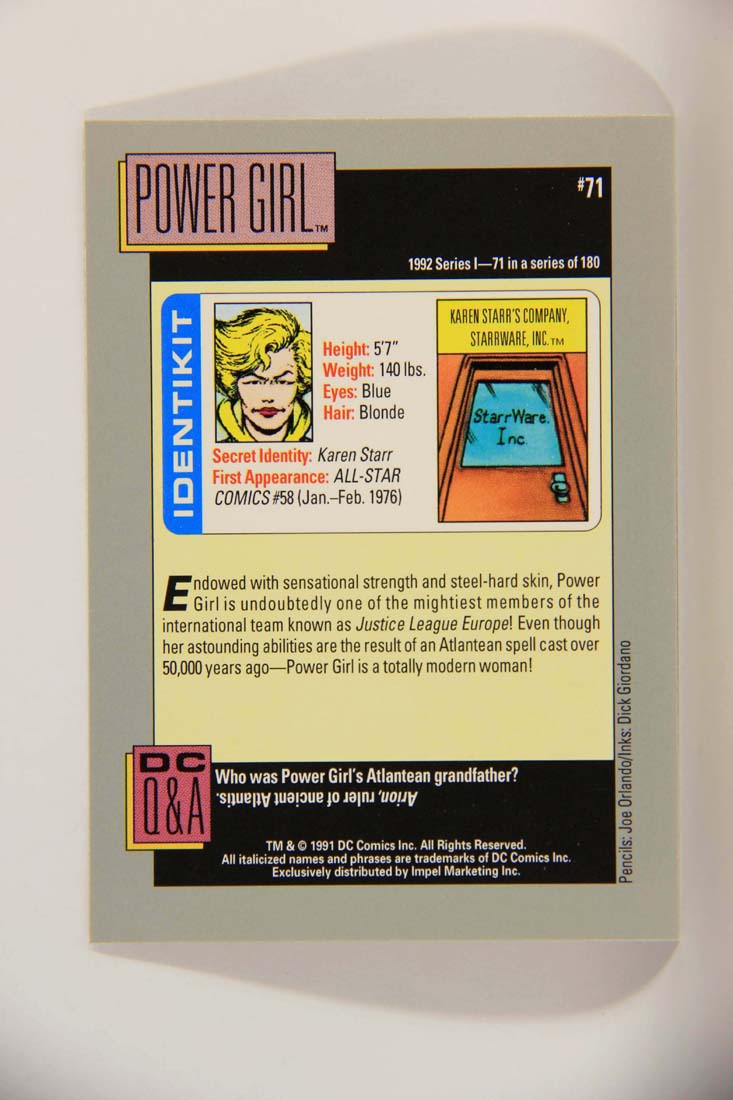 DC Cosmic 1991 Trading Card #71 Karen Starr's Company Starrware Inc L013630