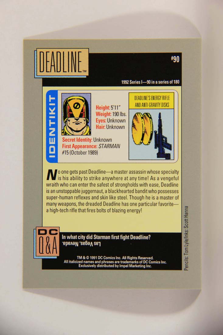 DC Cosmic 1991 Trading Card #90 Deadline's Energy Rifle And Anti-Gravity Disks L013649