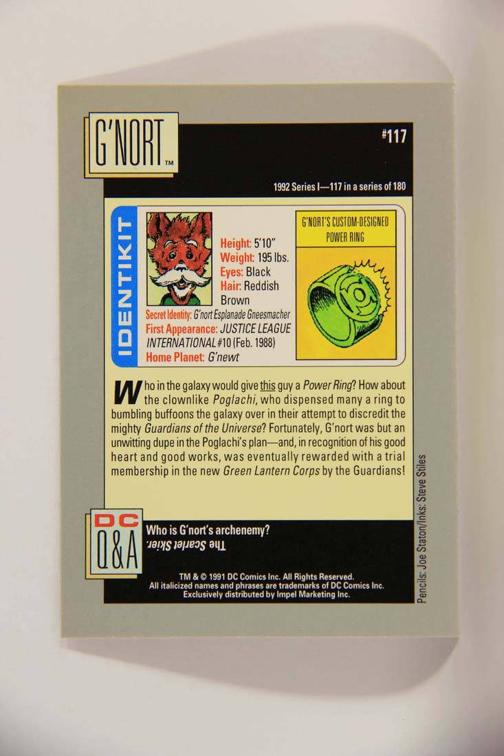 DC Cosmic 1991 Trading Card #117 G'nort's Custom-Designed Power Ring L013676