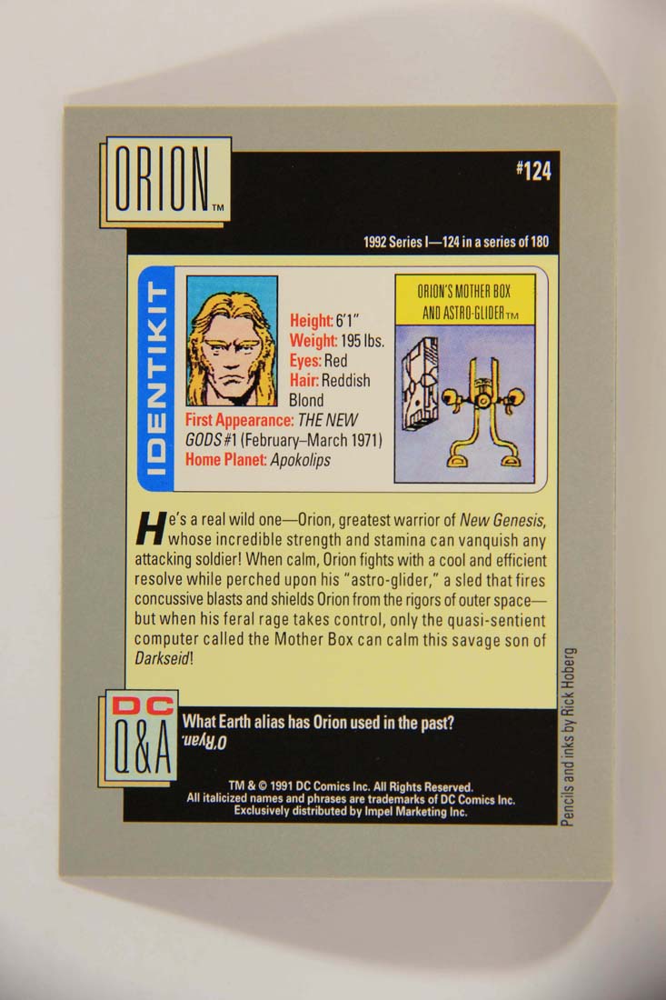 DC Cosmic 1991 Trading Card #124 Orion's Mother Box And Astro-Glider L013683