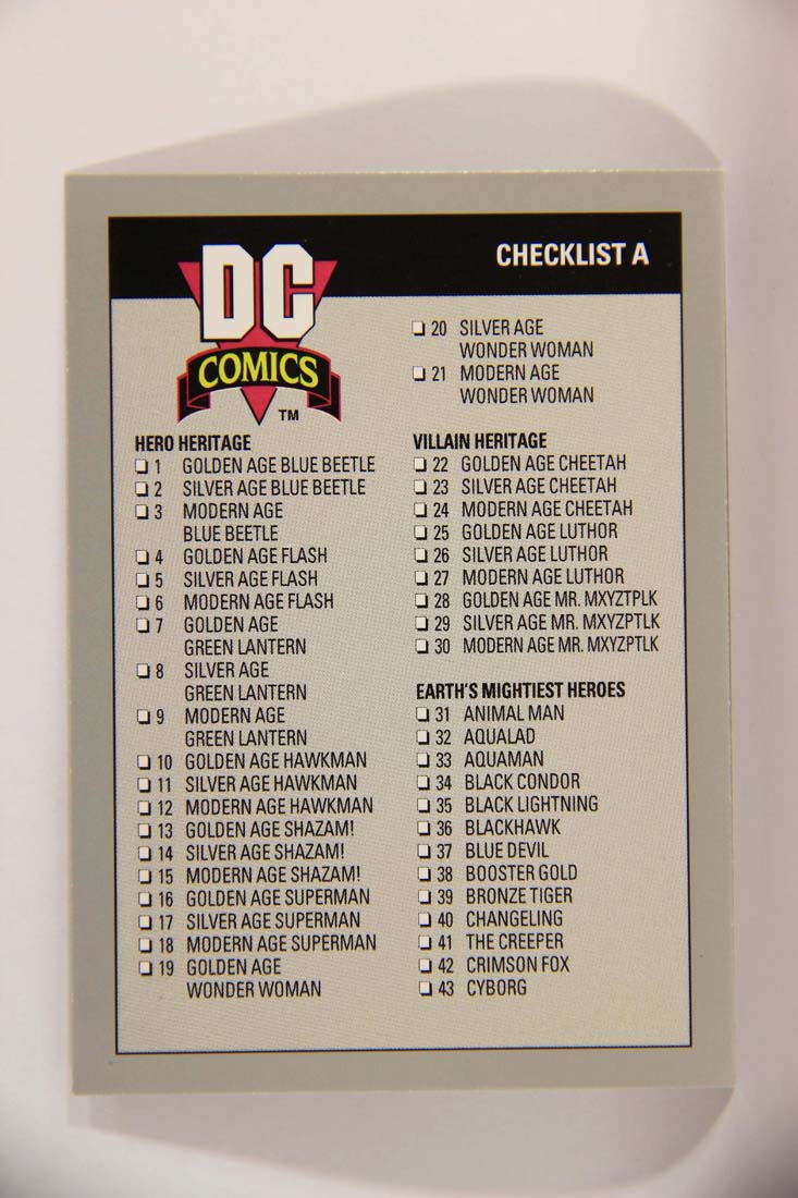 DC Cosmic 1991 Trading Card #179 Checklist Part One L013738
