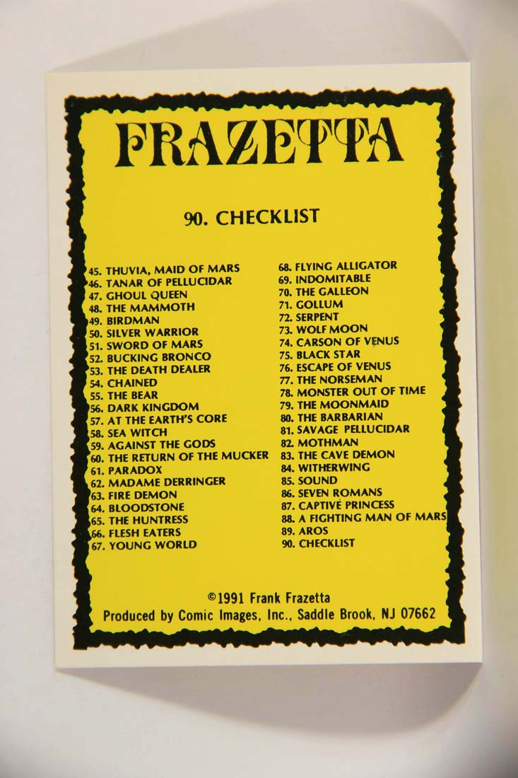 Frazetta 1991 Artwork Trading Card #90 Checklist L013829